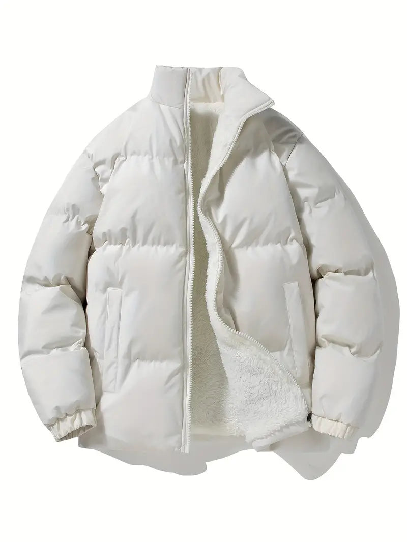 Soren - Heren Warme Fleece Puffer Jas met Opstaande Kraag en Zakken - Stijlvolle Winterjas