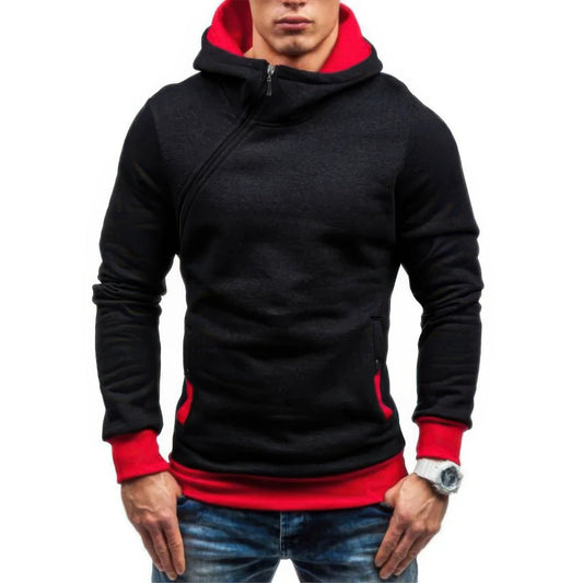 Bogdan - Smalle HerenTrui Met Diagonale Rits Hoodie