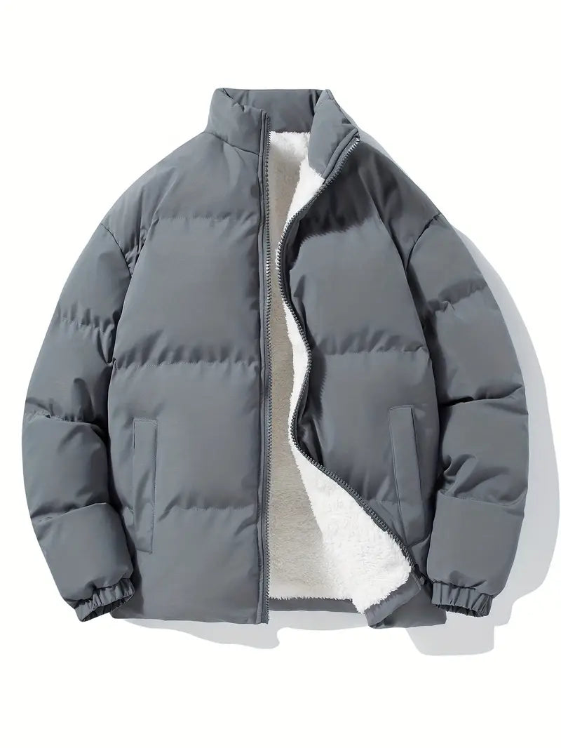 Soren - Heren Warme Fleece Puffer Jas met Opstaande Kraag en Zakken - Stijlvolle Winterjas