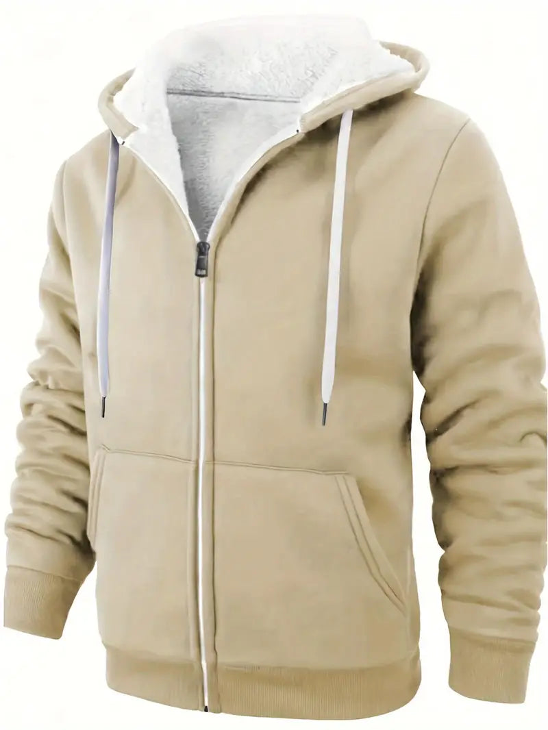 Morgan - Casual hoodie vest met rits en wol van binnen heren