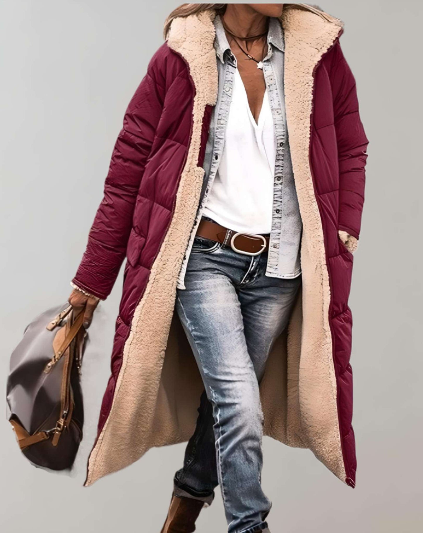 Mazie - Warme winter trenchcoat met fleece voering