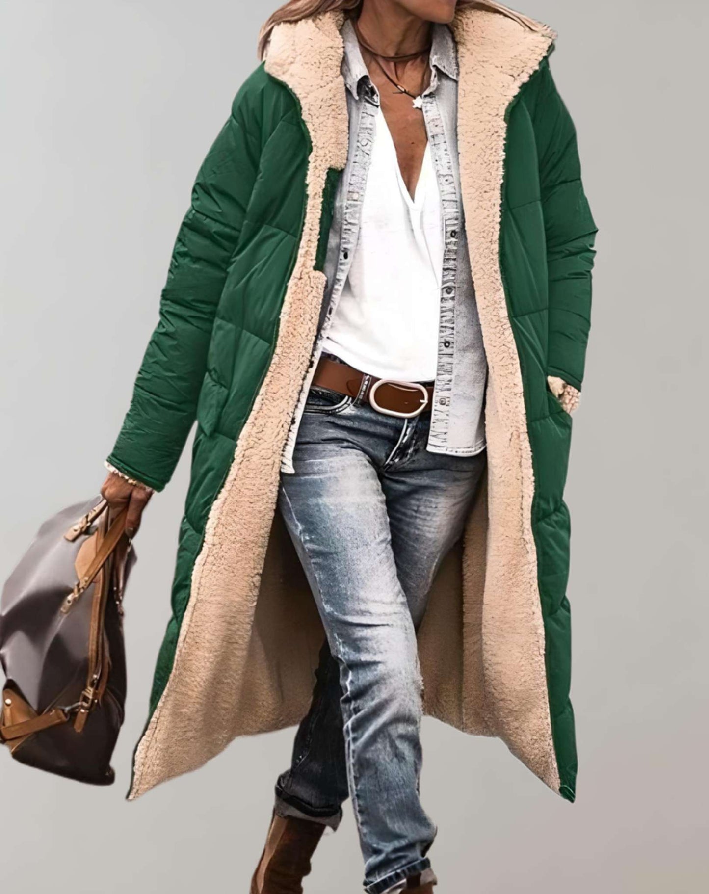 Mazie - Warme winter trenchcoat met fleece voering