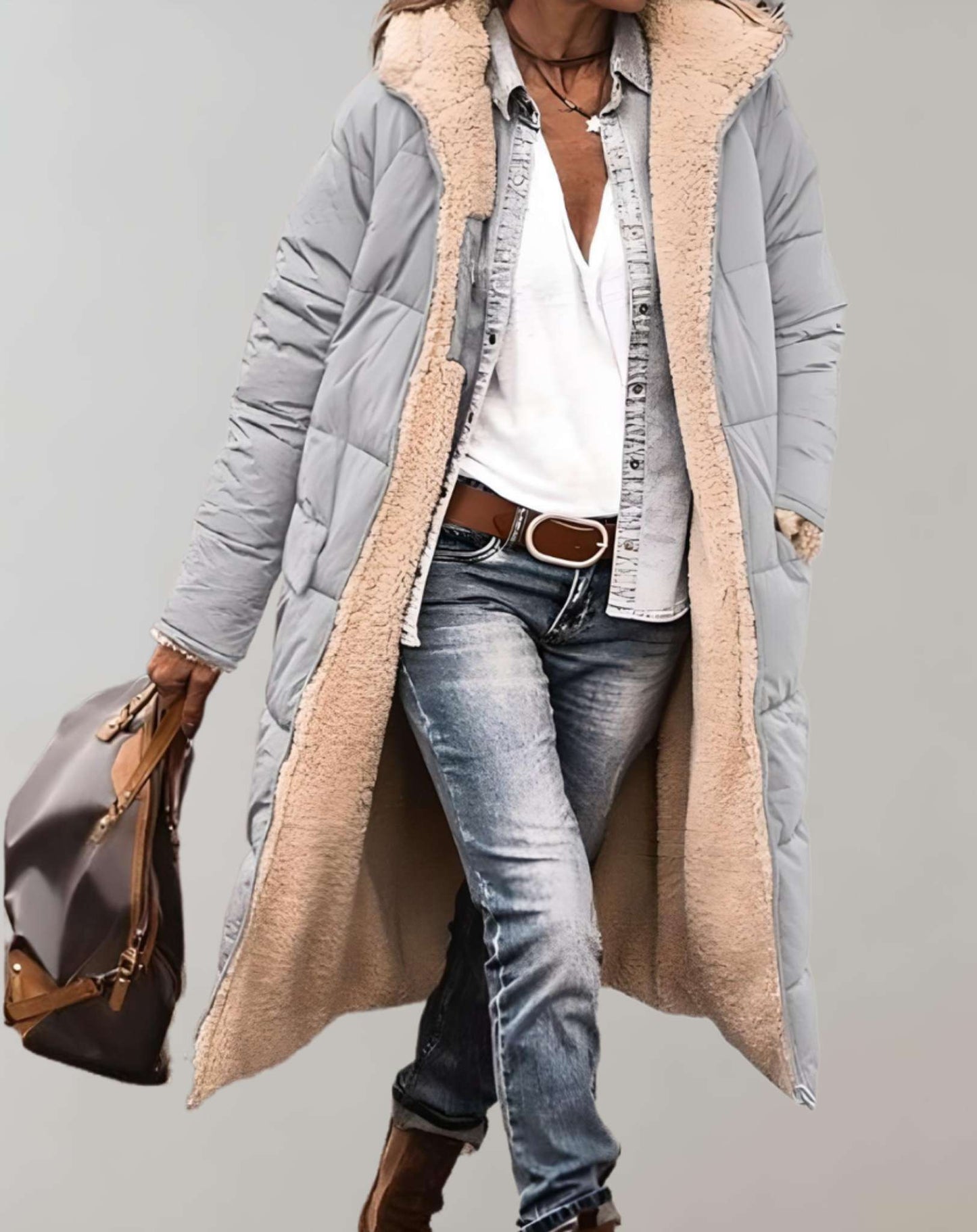 Mazie - Warme winter trenchcoat met fleece voering