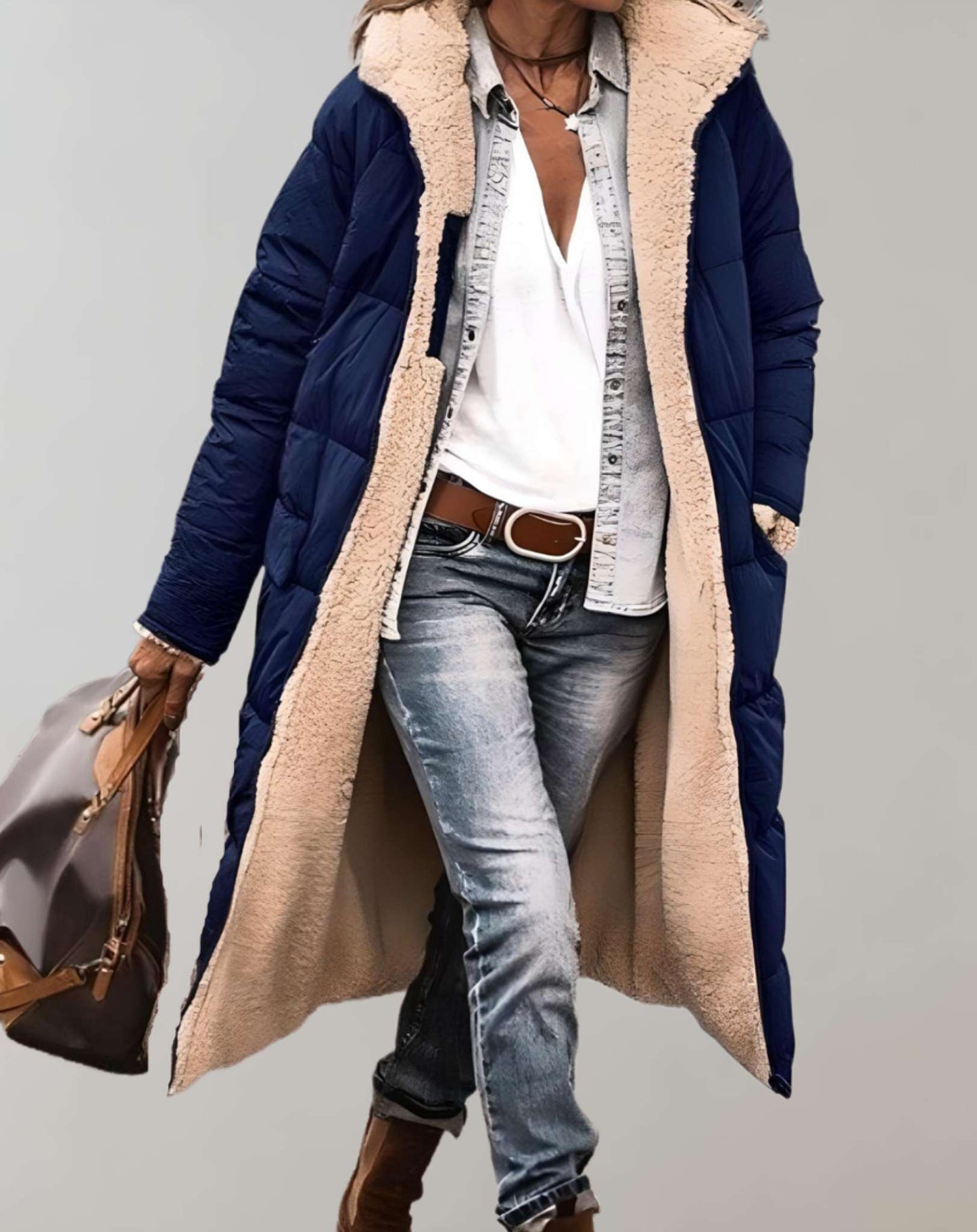 Mazie - Warme winter trenchcoat met fleece voering