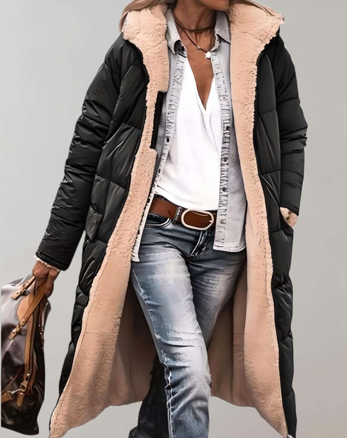 Mazie - Warme winter trenchcoat met fleece voering