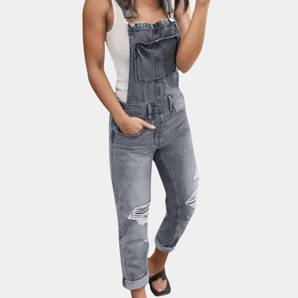 Catriona - Gescheurde denim overalls