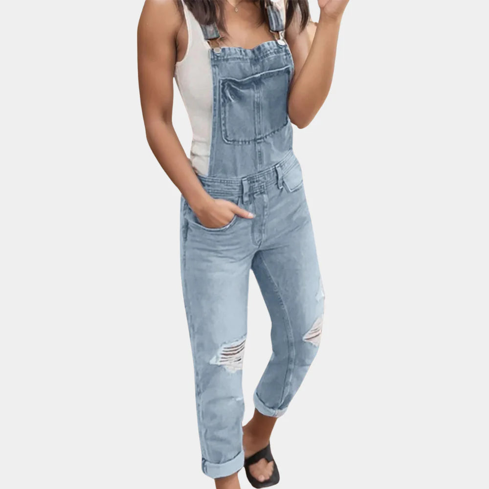 Catriona - Gescheurde denim overalls