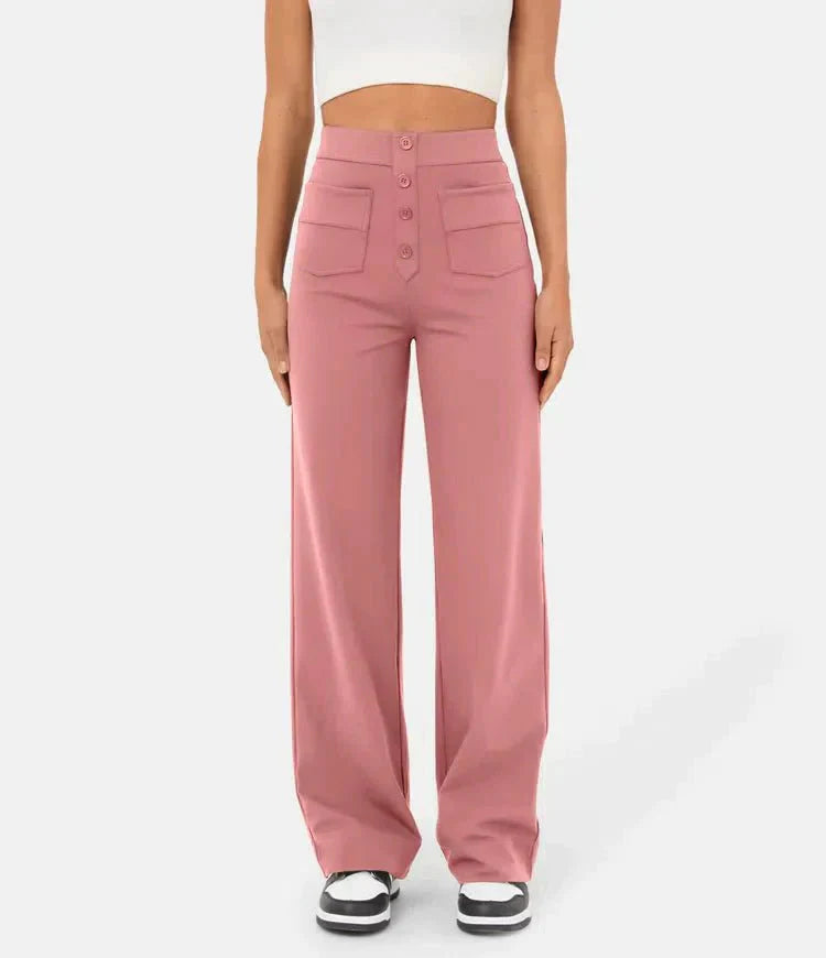 Amira - High-waisted elastische casual broek