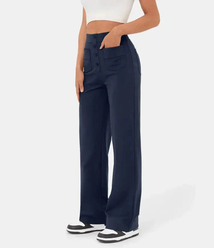 Amira - High-waisted elastische casual broek