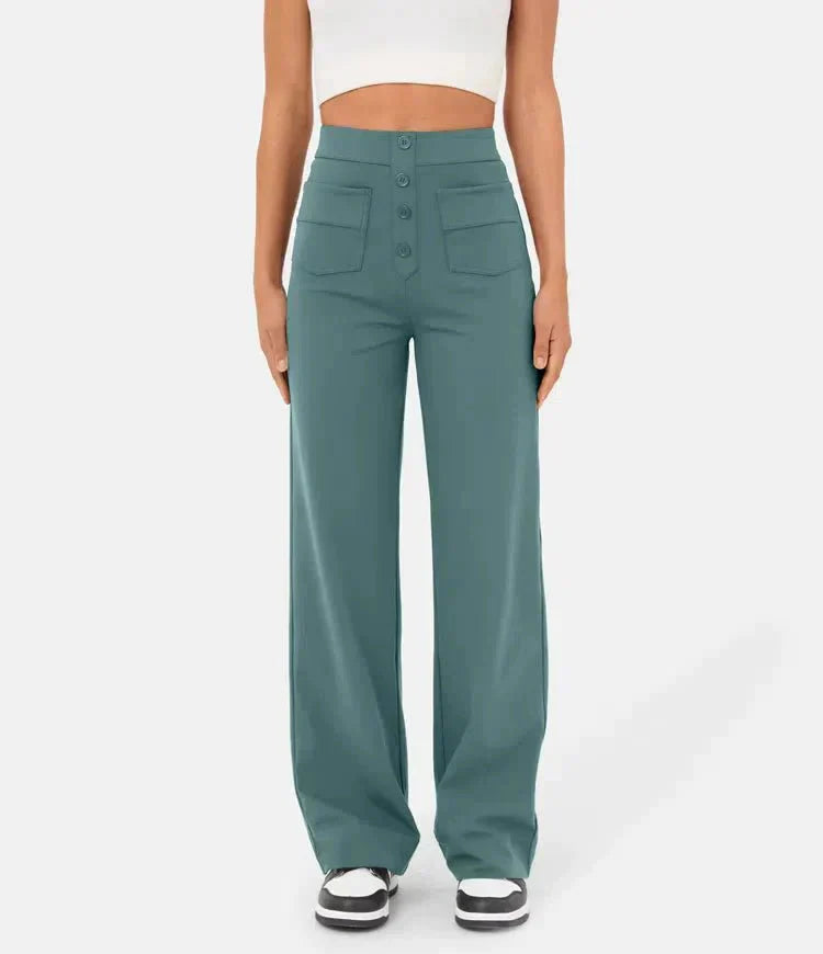 Amira - High-waisted elastische casual broek