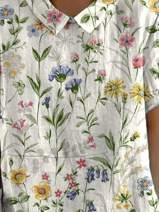 Emelia - Damesshirt met bloemenprint en retrostijl