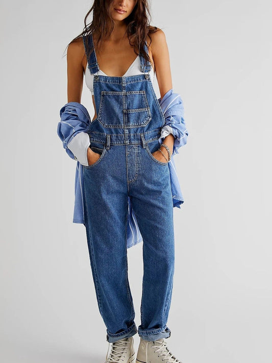 Fionna - Lichtgewicht zomer jumpsuit voor dames in denim tuinbroek